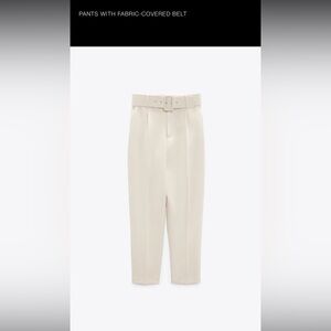 ZARA pants with fabric covered belt.